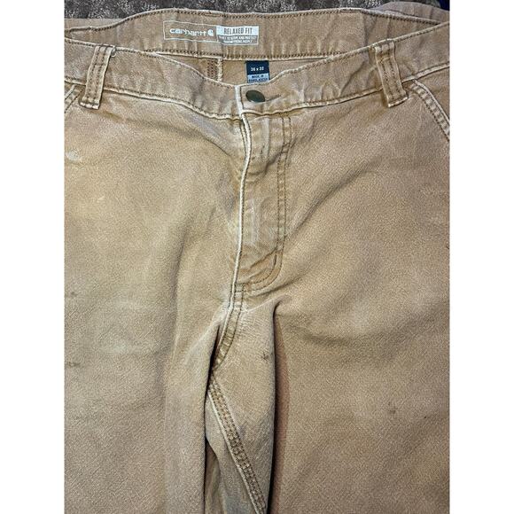 👖 Carhartt Men's Rugged Flex Relaxed Fit Cotton Duck Work Pants Tan 36x32 - Picture 3 of 5